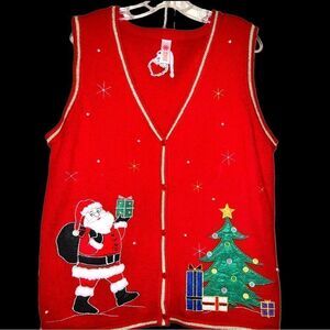 Christmas sweater vest! So cute with Santa and Christmas tree design